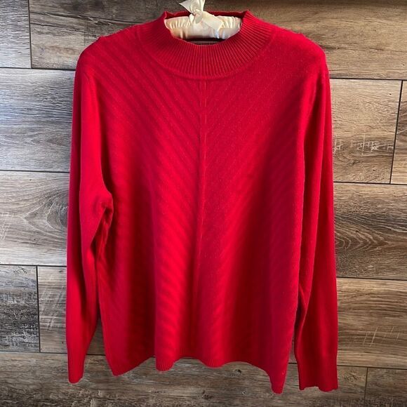 Allison Daley Ladies Petite Crew Neck Pullover Sweater, Size PL/G, Red - Picture 1 of 6